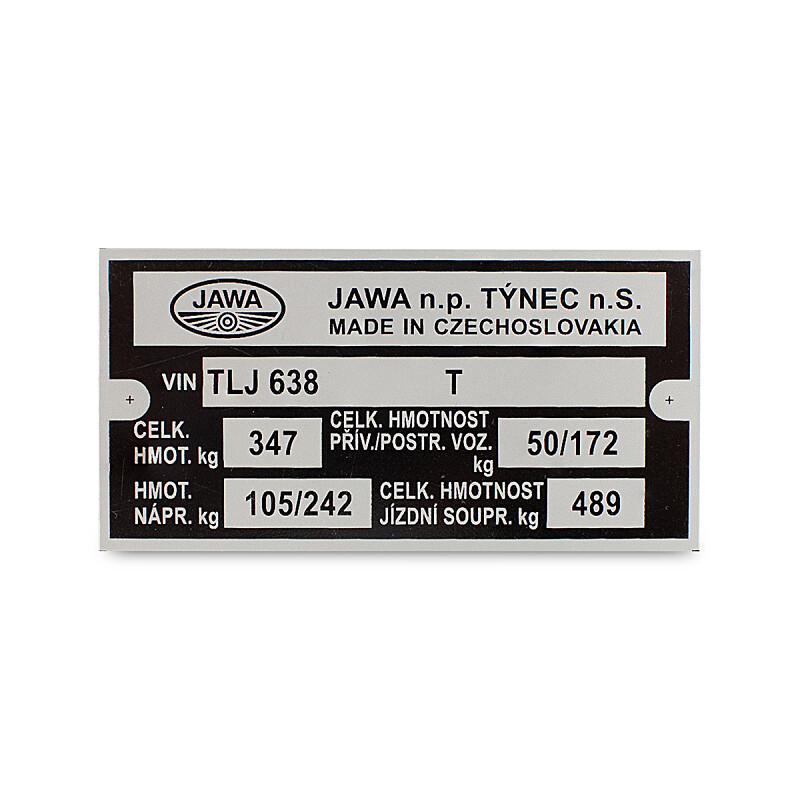 Jawa 350 keretes címketípus 638