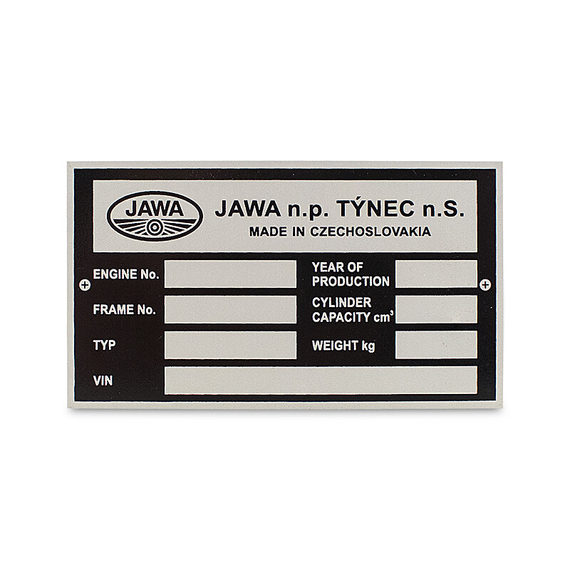 Jawa 250/350/500 versenykeret címke - angol