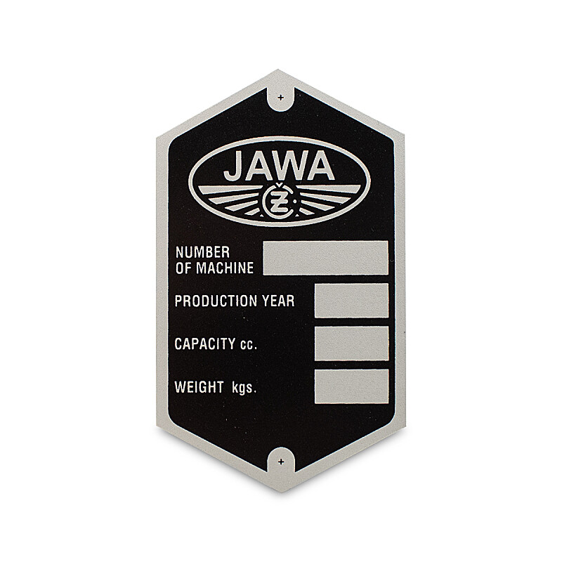 Jawa 250/350 Pérák keretcímke - angol type no. 2
