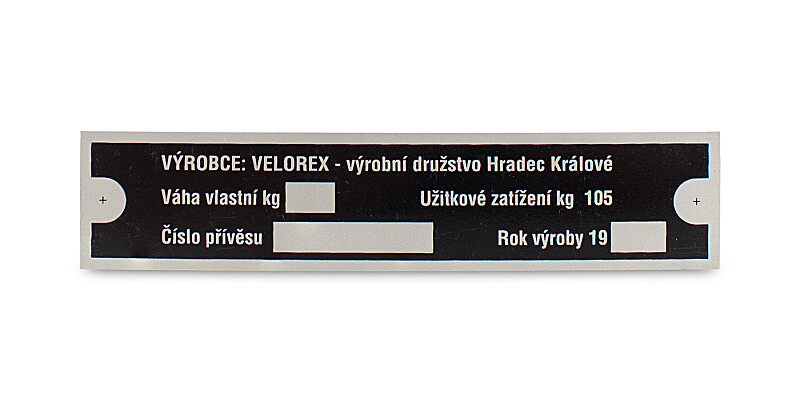 Velorex oldalkocsi vázcímke