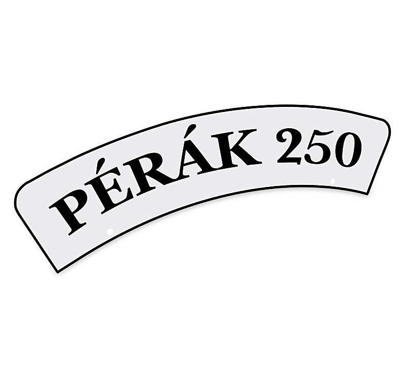 Asztal az első sárvédőn - Pérák 250 felirat