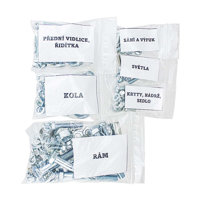 Csavarkészlet a teljes motorkerékpárhoz (motor nélkül) Babetta 207.500 - cink